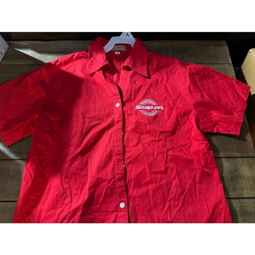 Snap-on Franchisee Conference Red Button Up Shirt Womens Medium Head To Toe Logo - Picture 1 of 5